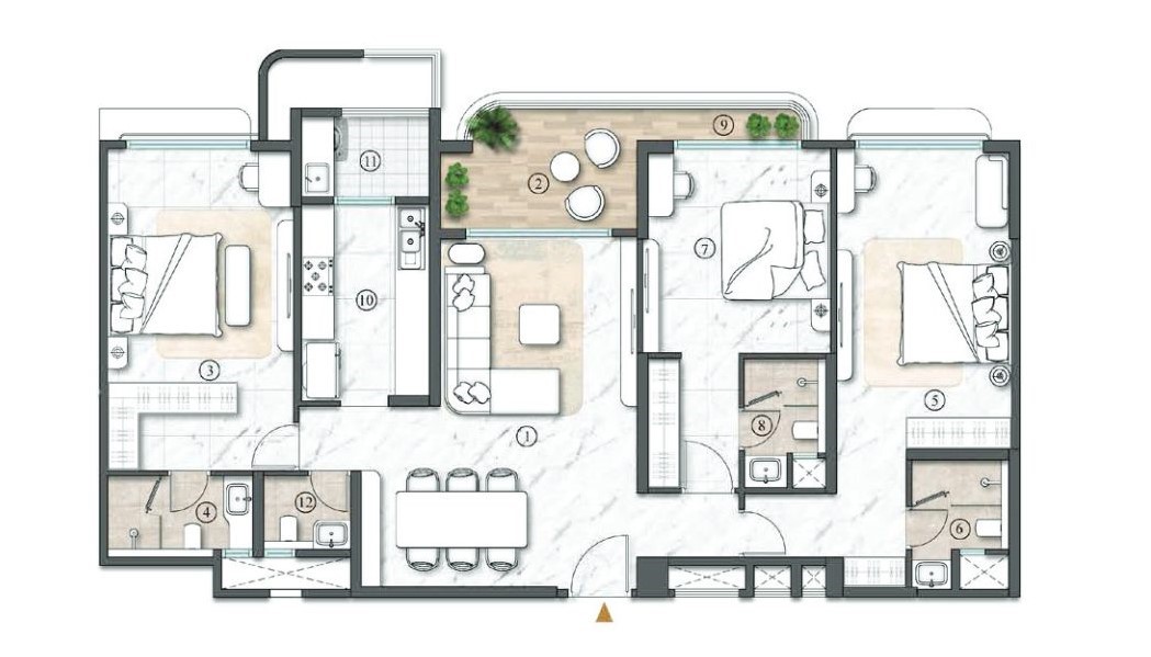 3 BHK Floor Plan - 1503 sqft